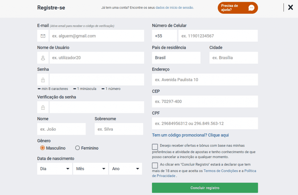como criar uma conta na Betano