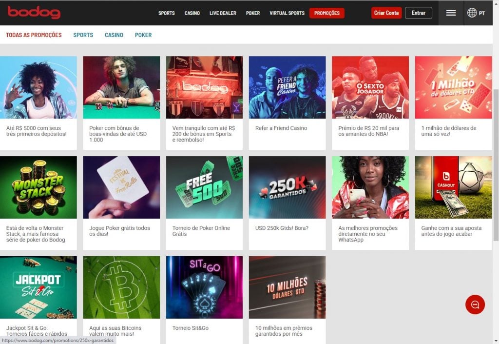 bônus e promoções da Bodog