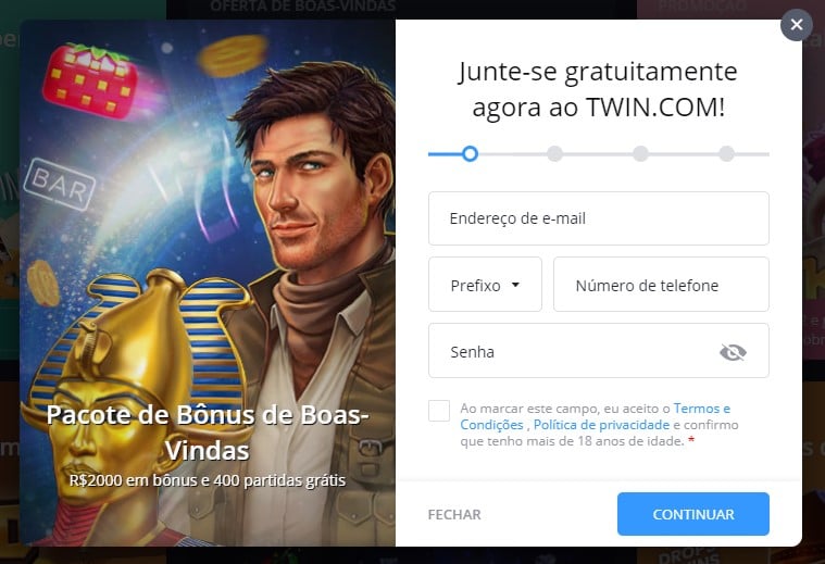 como criar uma conta na Twin