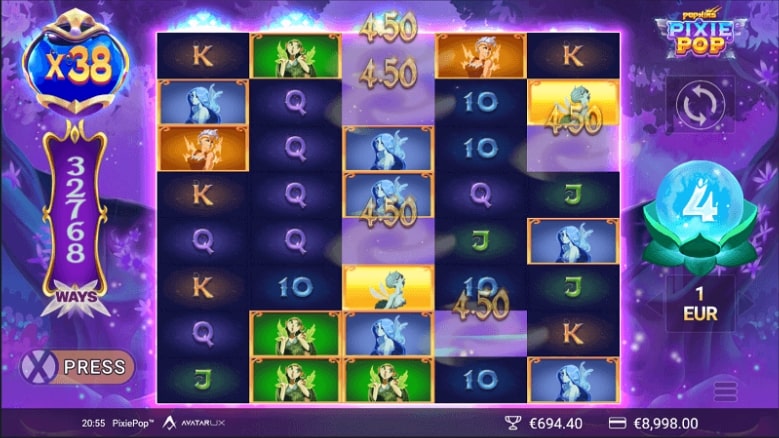 bônus do jogo Pixie Pop