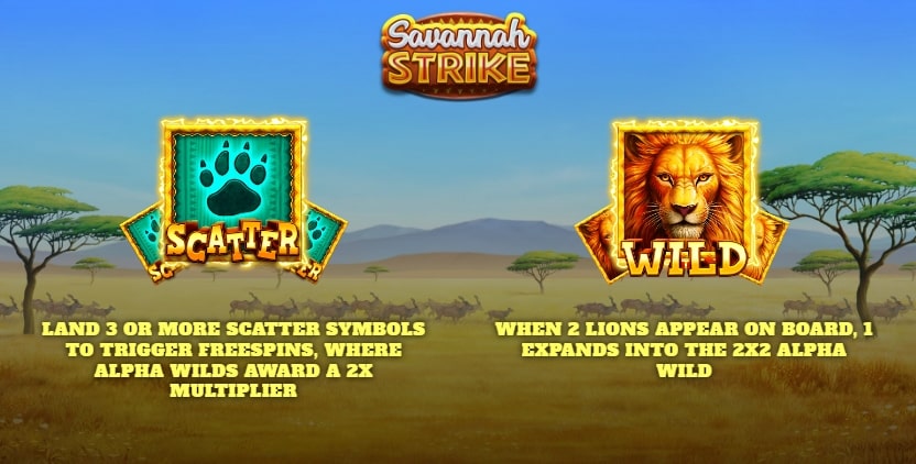 Savannah Strike Scatter e Wild